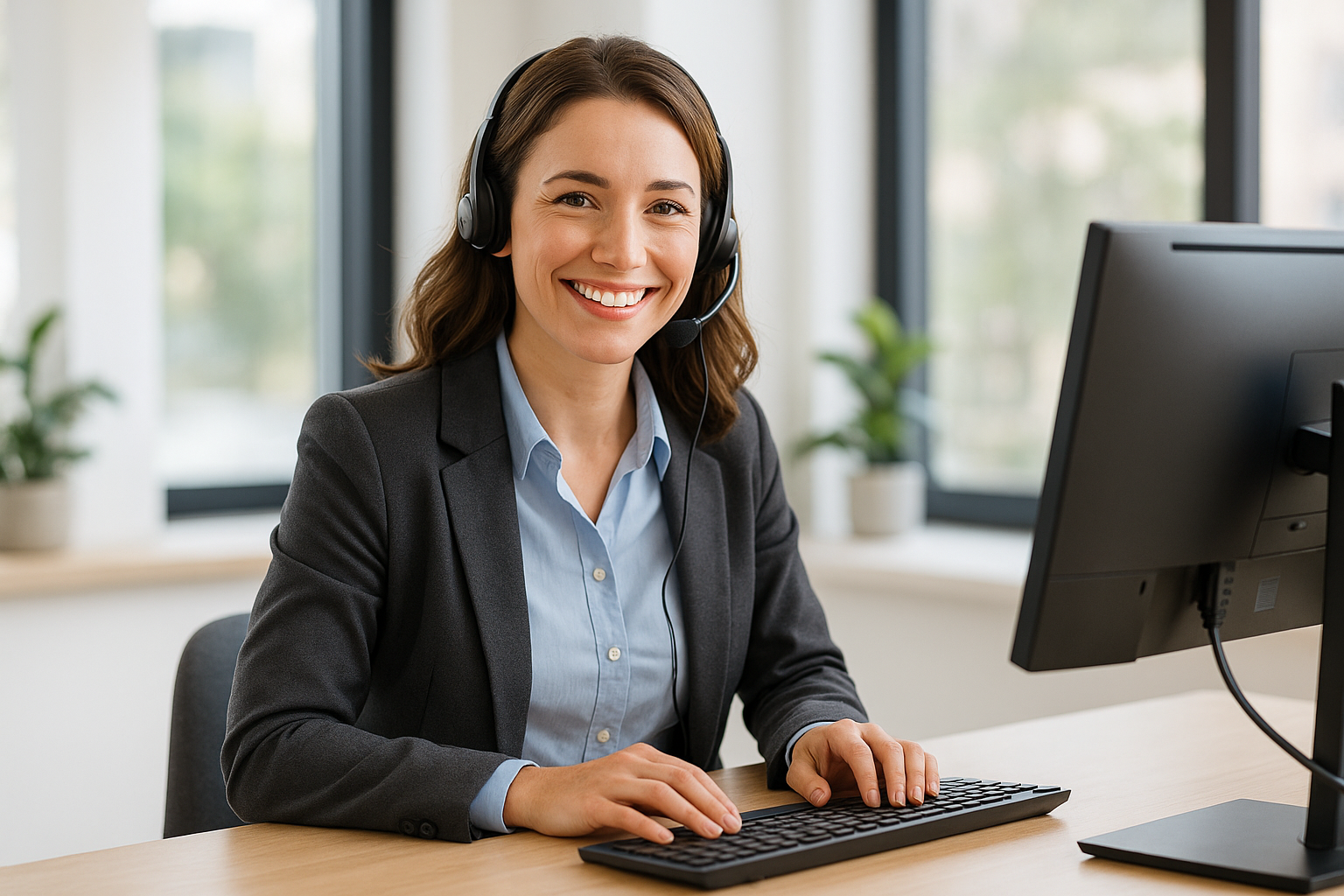 smiling customer service agent